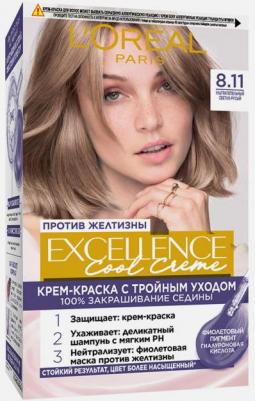 Крем-краска для волос Excellence Cool Creme Ультрапепельный светло-русый тон 8.11, 192 мл – фото 13