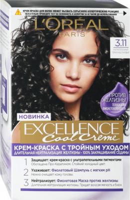 Крем-краска для волос Excellence Cool Creme Ультрапепельный темно-каштановый тон 3.11, 192 мл – фото 10