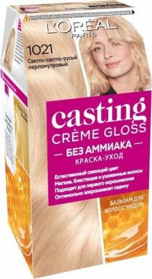 Стойкая краска-уход для волос "Casting Creme Gloss" без аммиака, оттенок 1021, Светло-светло-русый перламутровый