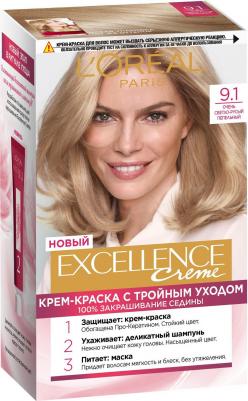 Стойкая крем-краска для волос "Excellence", оттенок 9.1, Очень светло-русый пепельный