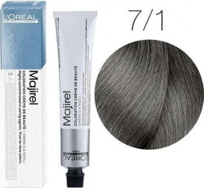 Стойкая крем-краска для волос Majirel, оттенок 7.1 Очень светлый блондин пепельный, 50 мл – фото 12