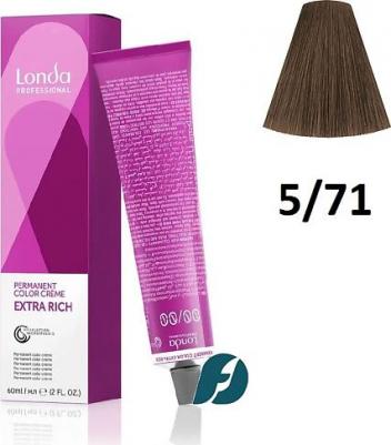 Стойкая крем-краска Londacolor Creme Extra Rich, 5/71 светлый шатен коричнево-пепельный, 60 мл – фото 5