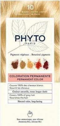 Набор Phyto/Фито: Краска-краска для волос 50мл тон 10 Экстра-светлый блонд+Молочко 50мл+Маска-защита цвета 12мл+Перчатки – фото 2
