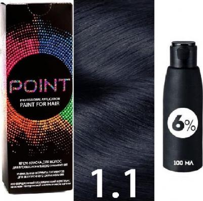 промо Краска для волос для проф.прим., тон №1.1, Иссиня-чёрный пепельный + 6% оксид, 100/100мл – фото 3