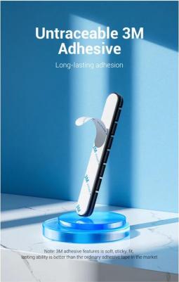 Держатель для проводов, органайзер для кабелей на 7 разъемов, крепление для кабелей гибкий на скотче арт. KBSB0 – фото 3