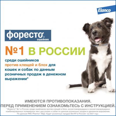 Ошейник для собак ФОРЕСТО до 8кг от клещей, блох и вшей, защита 8 месяцев 38см – фото 3