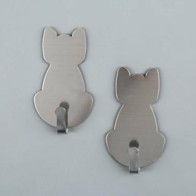 Набор крючков на липучке "Кошка", 2 шт, металлические