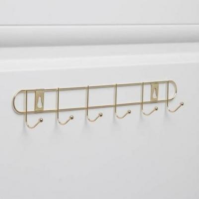 Вешалка настенная на 6 крючков "Лайт", 35x5x4 см, цвет золотой