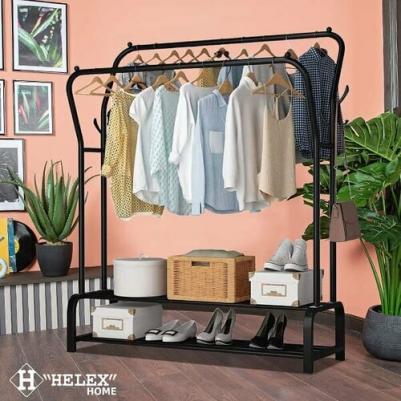 Двойная напольная вешалка для одежды Home W-21, чёрная