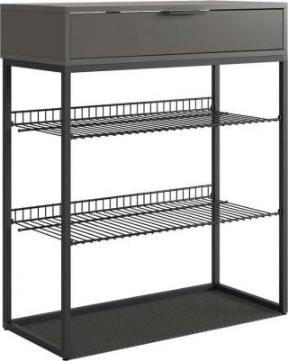 Обувница Краш, размер : 75х34.4х90.5 см, обивка: отсутствует, цвет: черный муар/белое дерево – фото 1