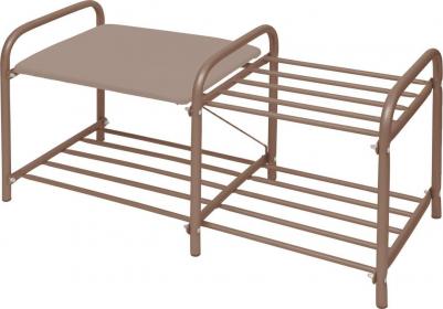 Этажерка для обуви 2-х ярусн с мягким сиденьем и полк. Люкс-1 790х330х360см коричневый