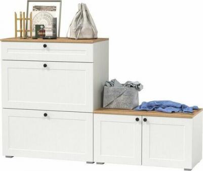 Тумба для обуви Моби Остин 16.121 + 15.12 Вешалка, цвет серый графит/дуб крафт золотой