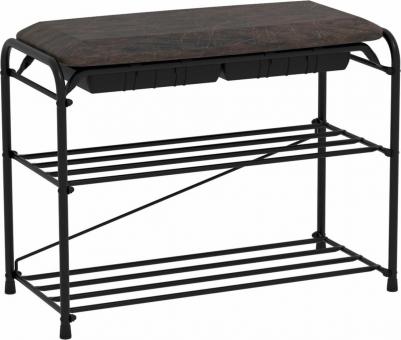 Обувница, Этажерка для обуви "Альфа 23" с сиденьем и ящиком, Металл, 65х30х48 см, цвет черный – фото 7