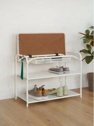 Обувница полка для обуви с сиденьем Гранада 23В, размер 65х30х50 см, цвет белый
