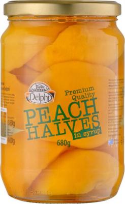 Персики половинки отборные в сиропе 680г Греция