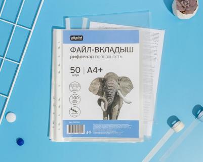 Файл-вкладыш А4+ 100 мкм прозрачный рифленый 50 штук в упаковке – фото 11