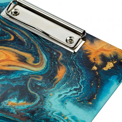 Папка-планшет с зажимом Fluid A4 синяя 4 металлических уголка – фото 2