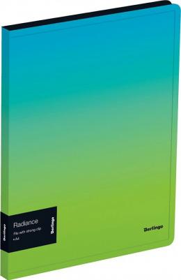 Папка c зажимом "Radiance" A4, пластик, 17 мм, 600 мкм, с внутренним карманом, голубой/зеленый градиент