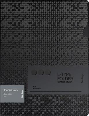 Папка-уголок "DoubleBlack", A4, 200 мкм, черная, с рисунком