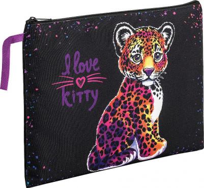 Папка для тетрадей A4, 1 отделение, полиэстер, на молнии, с ручкой, "Leopard"