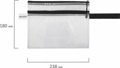 Папка-конверт на молнии МАЛОГО ФОРМАТА, А5, 2 отделения, ПВХ, сетка, прозрачная, 0,3 мм, "Solid", 223890 – фото 1