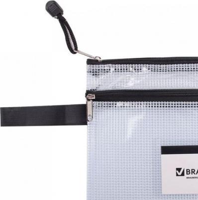 Папка-конверт на молнии МАЛОГО ФОРМАТА, А5, 2 отделения, ПВХ, сетка, прозрачная, 0,3 мм, "Solid", 223890 – фото 2