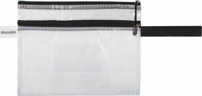 Папка-конверт на молнии МАЛОГО ФОРМАТА, А5, 2 отделения, ПВХ, сетка, прозрачная, 0,3 мм, "Solid", 223890 – фото 4