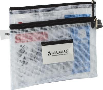 Папка-конверт на молнии МАЛОГО ФОРМАТА, А5, 2 отделения, ПВХ, сетка, прозрачная, 0,3 мм, "Solid", 223890 – фото 5