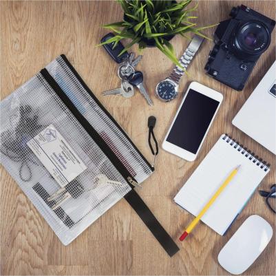 Папка-конверт на молнии МАЛОГО ФОРМАТА, А5, 2 отделения, ПВХ, сетка, прозрачная, 0,3 мм, "Solid", 223890 – фото 7