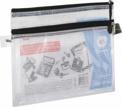 Папка-конверт на молнии МАЛОГО ФОРМАТА, А5, 2 отделения, ПВХ, сетка, прозрачная, 0,3 мм, "Solid", 223890 – фото 9