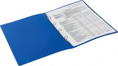 Папка на 4 кольцах БОЛЬШОГО ФОРМАТА А3, ВЕРТИКАЛЬНАЯ, 30 мм, синяя, 0,8 мм, Стандарт, 225765 – фото 9