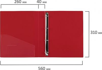 Папка на 4 кольцах, ширина 40 мм, EXTRA, до 300 листов, КРАСНАЯ, 0,8 мм, 270549 – фото 1