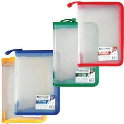 Папка на молнии пластиковая, "Диагональ", А5, 235х165 мм, прозрачная, молния ассорти, 224053 – фото 3