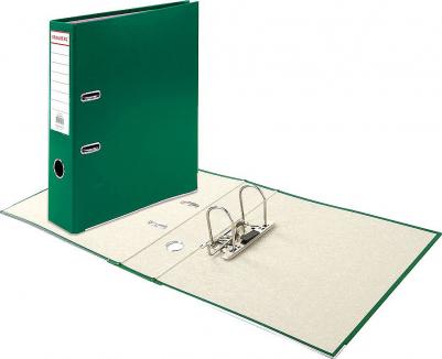 Папка-регистратор, покрытие пластик, 75 мм, ПРОЧНАЯ, с уголком, зеленая, 226597 – фото 1
