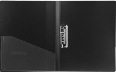 Папка с боковым металлическим прижимом и внутренним карманом "Contract", черная, до 100 л., 0,7 мм, 221786 – фото 1