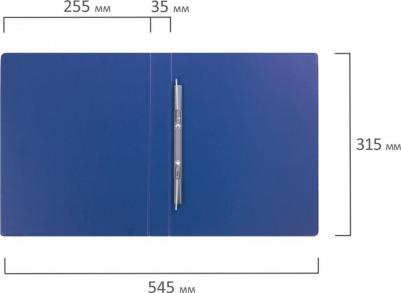 Папка с металлическим пружинным скоросшивателем, картон/ПВХ, 35 мм, синяя, до 290 листов, 223187 – фото 8