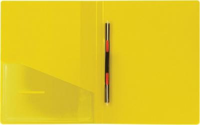 Папка с металлическим скоросшивателем и внутренним карманом "Contract", желтая, до 100 л., 0,7 мм, 221785 – фото 3
