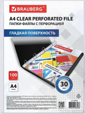 Папки-файлы перфорированные А4 "ECONOMY", КОМПЛЕКТ 100 шт., гладкие, 30 мкм, 229659