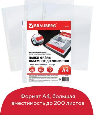 Папки-файлы перфорированные БОЛЬШОЙ ВМЕСТИМОСТИ до 200 листов, А4, КОМПЛЕКТ 10 шт., 180 мкм, 226833 – фото 12