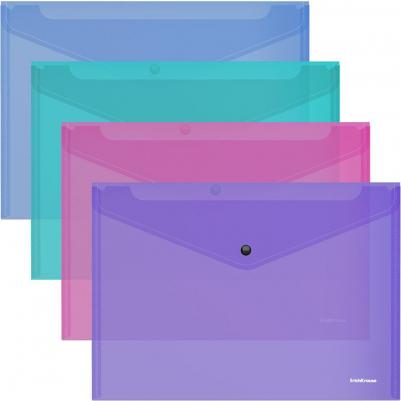 Папка-конверт на кнопке пластиковая Glossy Vivid, полупрозрачная, A4, синий (в – фото 4