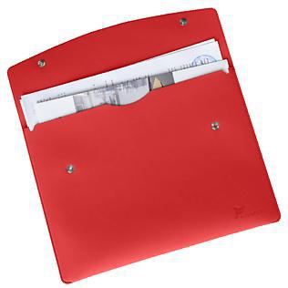 Папка для документов канцелярская, А4 формата, папка - конверт из экокожи на кнопке, цвет красный – фото 1
