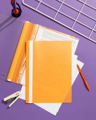 Скоросшиватель пластиковый А4 до 100 листов оранжевый – фото 3