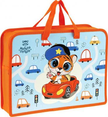 Папка с ручками А4, "Tiger", пластик, на молнии, 75мм