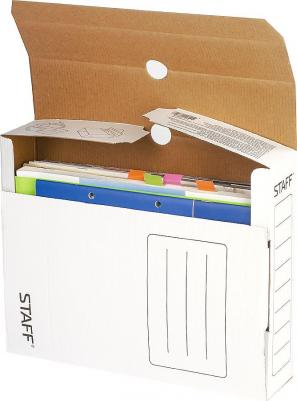 Короб архивный с клапаном А4, 75 мм, до 700 листов, микрогофрокартон, БЕЛЫЙ, 128858 – фото 2