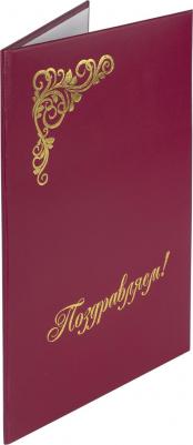 Папка адресная бумвинил "ПОЗДРАВЛЯЕМ!", формат А4, бордовая, индивидуальная упаковка, "Basic", 129578 – фото 6