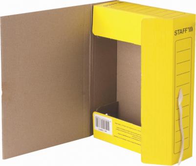 Папка архивная с завязками А4, 75 мм, до 700 листов, микрогофрокартон, ЖЕЛТАЯ, 128873 – фото 6