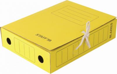 Папка архивная с завязками А4, 75 мм, до 700 листов, микрогофрокартон, ЖЕЛТАЯ, 128873 – фото 8