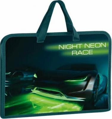 Папка на молнии с ручками A4, 1 отделение, пластик, ширина 40 мм, "Neon race" – фото 1