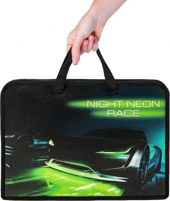 Папка на молнии с ручками A4, 1 отделение, пластик, ширина 40 мм, "Neon race" – фото 3
