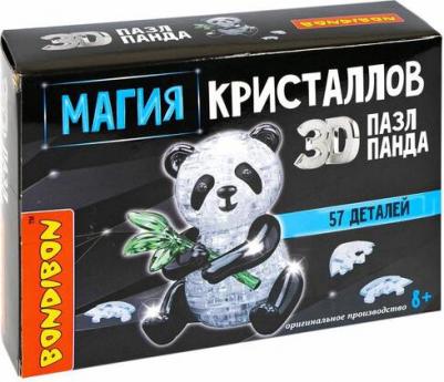 Пазл 3D Магия Кристаллов "панда", 57 деталей, черный, прозрачный
